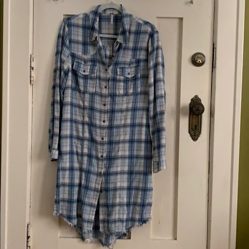 Free People lightweight plaid tunic/duster
